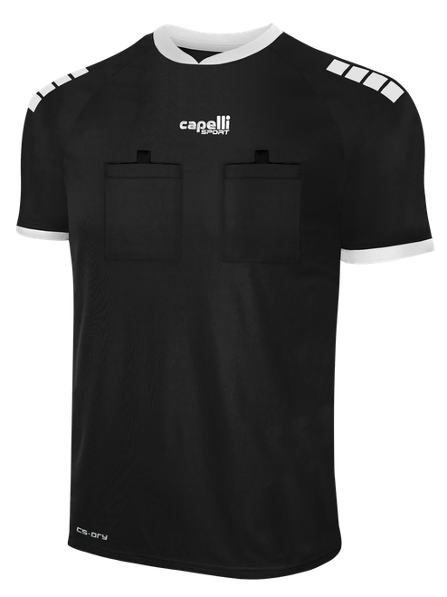 BASICS REFEREE SHORT SLEEVE JERSEY BLACK WHITE -USO