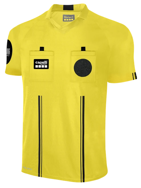 OFFICIAL REFEREE V-NECK SHORT SLEEVE JERSEY REFEREE  YELLOW BLACK -USO -KIT