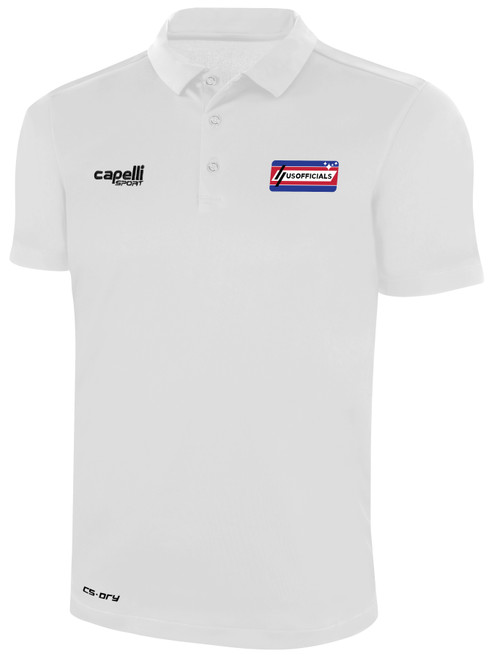 REFEREE CLASSIC POLY POLO WHITE BLACK -USO