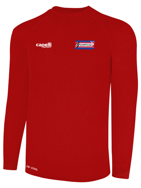 REFEREE BASICS II LONG SLEEVE TRAINING TOP RED WHITE -USO