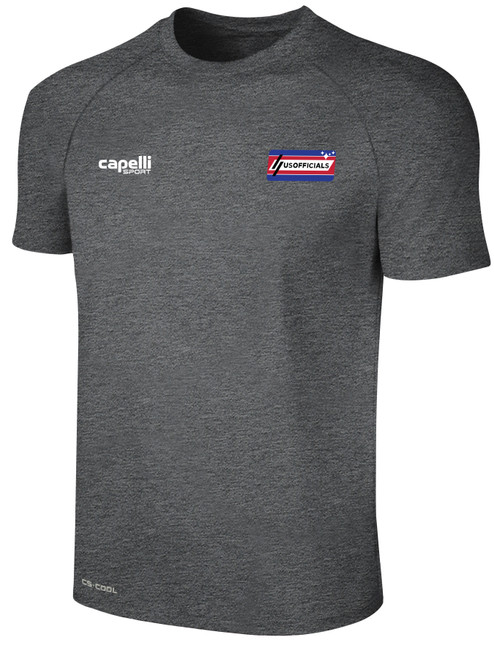 REFEREE BASICS II SHORT SLEEVE TRAINING TOP DARK HEATHER GREY WHITE -USO
