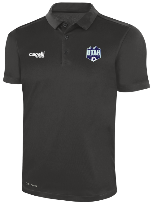 REFEREE CLASSIC POLY POLO DARK GREY WHITE - UTAH