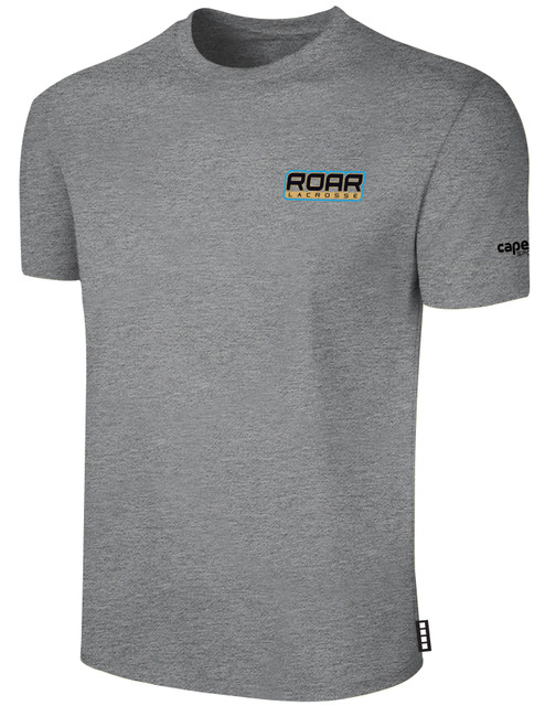 ROAR LACROSSE BASICS COTTON TEE CREST ON WEARER'S LEFT CHEST LIGHT HEATHER GREY BLACK