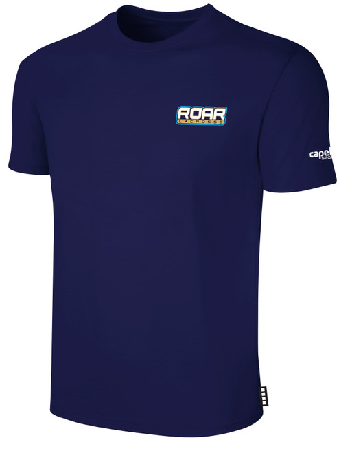 ROAR LACROSSE BASICS COTTON TEE CREST ON WEARER'S LEFT CHEST NAVY WHITE