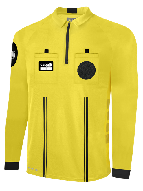 OFFICIAL REFEREE LONG SLEEVE JERSEY WITH ZIPPER REFEREE YELLOW BLACK - UTAH