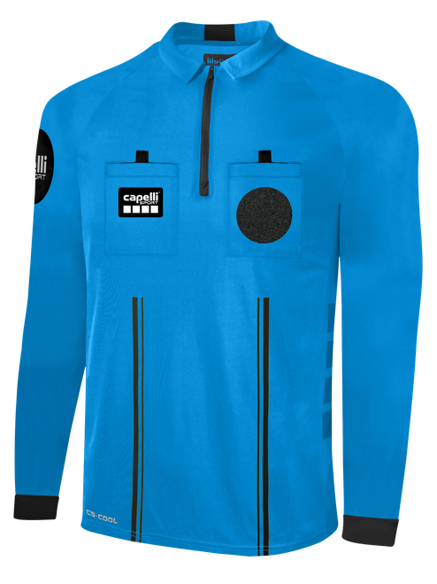 OFFICIAL REFEREE LONG SLEEVE JERSEY WITH ZIPPER REFEREE BLUE BLACK - UTAH