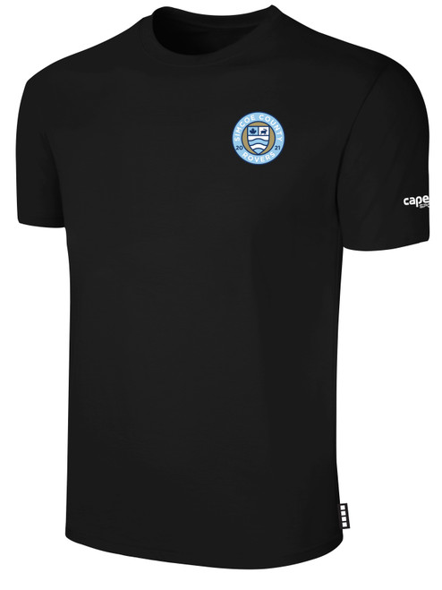 SIMCOE COUNTY ROVERS BASICS COTTON TEE CREST ON WEARER'S LEFT CHEST BLACK WHITE