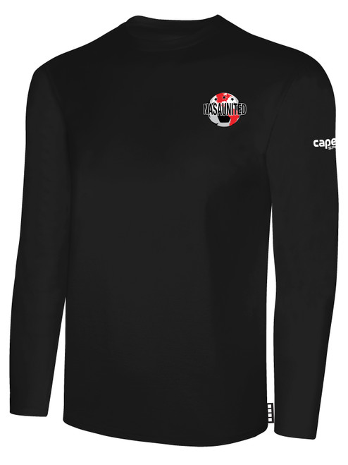 NASA UNITED BASICS LONG SLEEVE COTTON TEE SHIRT CREST ON WEARERS LEFT CHEST BLACK WHITE