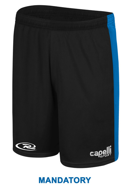 COLORADO RUSH EAST  RUSH SOCCER BASICS I TRAINING SHORTS BLACK PROMO BLUE -KIT