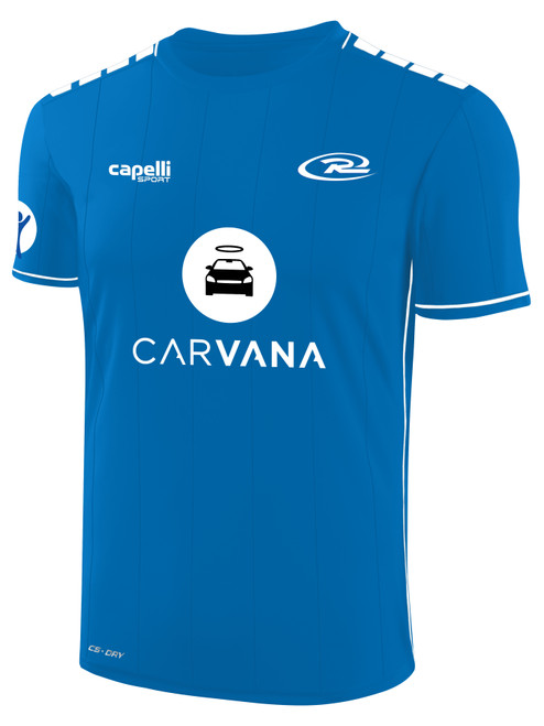 COLORADO RUSH  SOCCER EMPIRE KNIT STRIPE MATCH JERSEY PROMO BLUE WHITE 