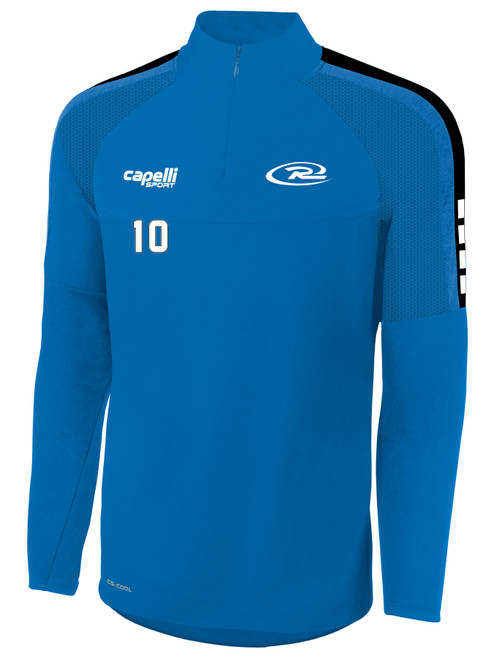 COLORADO RUSH  SOCCER MADISON 1/4 ZIP  TECHNICAL TRAINING  TOP PROMO BLUE BLACK WHITE