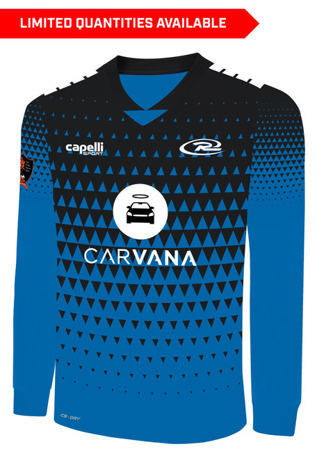 EAST PENN RUSH  BROOKLYN II RUSH SOCCER PYRAMIDS LONG SLEEVE MATCH JERSEY PROMO BLUE BLACK WHITE