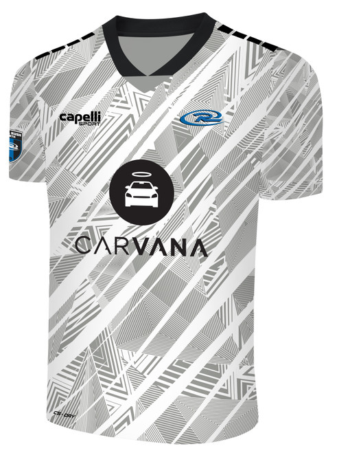 IOWA RUSH NORTH  BROOKLYN II RUSH SOCCER SCATTERED SHARDE SHORT SLEEVE MATCH JERSEY WHITE PROMO GREY BLACK