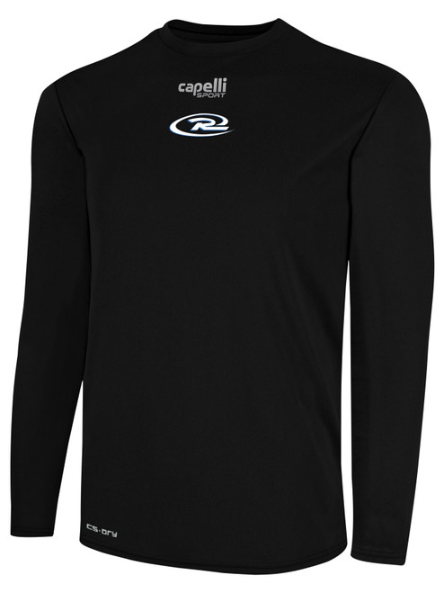 NORCO RUSH BASICS CREW NECK LONG SLEEVE POLY TEE BLACK WHITE
