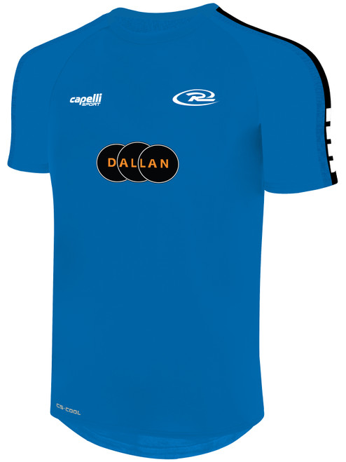 SUPERIOR RUSH  SOCCER MADISON SHORT SLEEVE TRAINING JERSEY PROMO BLUE BLACK WHITE