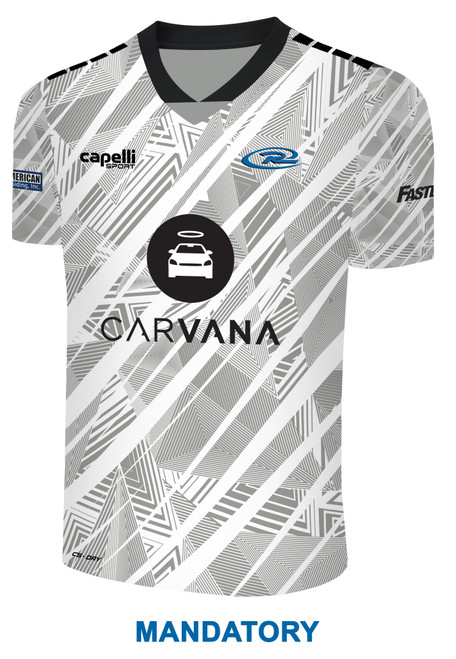 RUSH WI WEST-LX UNITED BROOKLYN II RUSH SOCCER  SCATTERED SHARDE SHORT SLEEVE MATCH JERSEY WHITE PROMO GREY BLACK -KIT