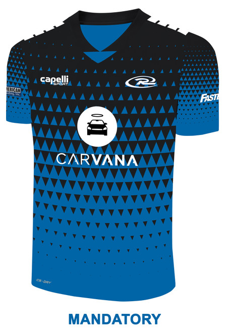 RUSH WI WEST-LX UNITED BROOKLYN II RUSH SOCCER PYRAMIDS SHORT SLEEVE MATCH JERSEY PROMO BLUE BLACK WHITE -KIT