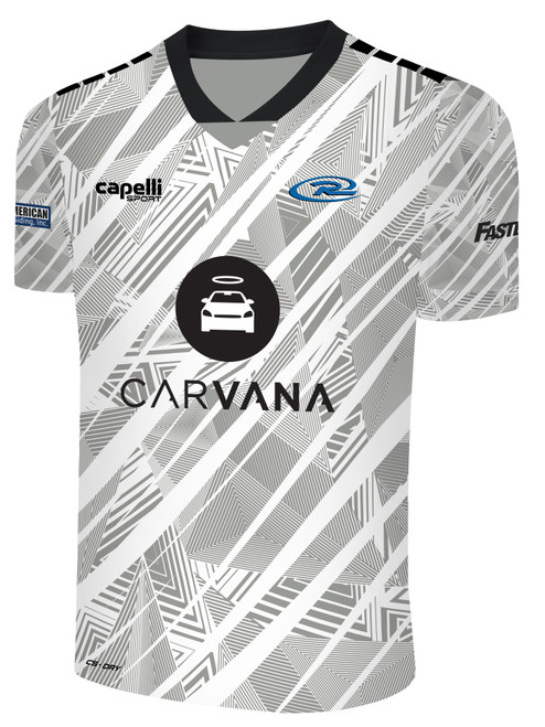 RUSH WI WEST-LX UNITED BROOKLYN II RUSH SOCCER SCATTERED SHARDE SHORT SLEEVE MATCH JERSEY WHITE PROMO GREY BLACK