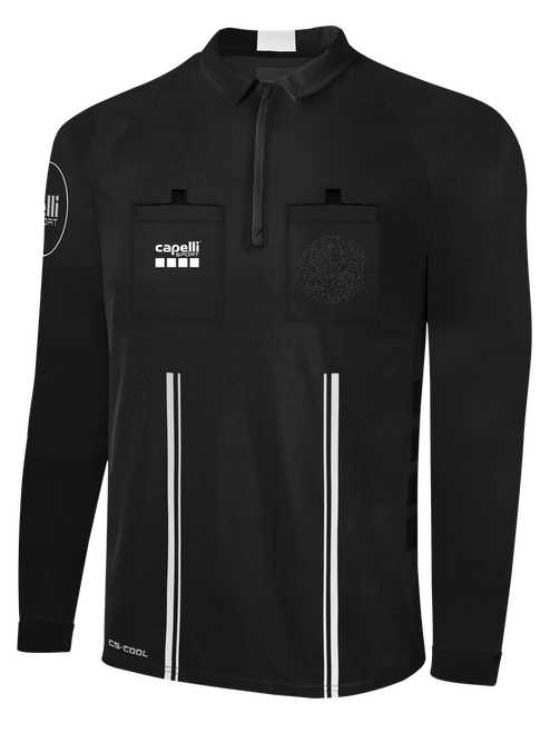 OFFICIAL REFEREE 1/4 ZIP LONG SLEEVE JERSEY BLACK WHITE - SCSOASD