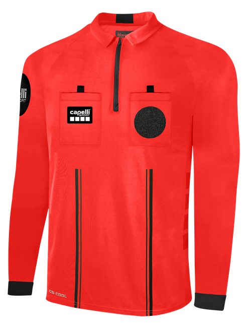 OFFICIAL REFEREE 1/4 ZIP LONG SLEEVE JERSEY REFEREE RED BLACK - SCSOASD