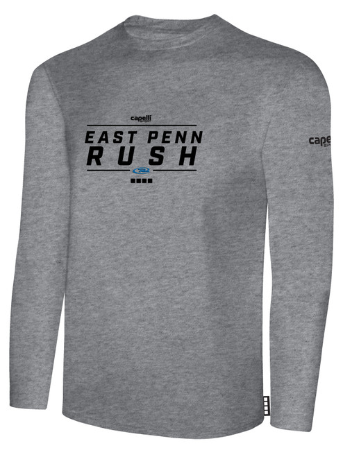 EAST PENN RUSH LONG SLEEVE COTTON T-SHIRT LIGHT HEATHER GREY BLACK