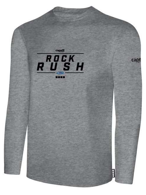 ROCK RUSH  LONG SLEEVE COTTON T-SHIRT LIGHT HEATHER GREY BLACK