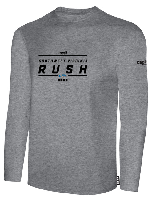 SOUTHWEST VIRGINIA RUSH  LONG SLEEVE COTTON T-SHIRT LIGHT HEATHER GREY BLACK
