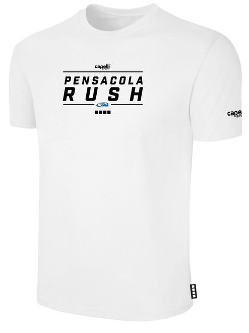 PFC  RUSH  SHORT SLEEVE    COTTON T-SHIRT CREST ON WEARERS CENTER CHEST WHITE BLACK