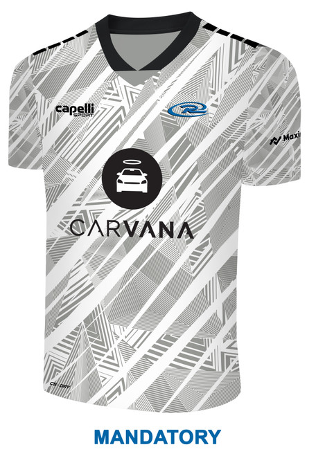 PALM BEACH RUSH BROOKLYN II RUSH SOCCER SCATTERED SHARDE SHORT SLEEVE MATCH JERSEY WHITE PROMO GREY BLACK -KIT