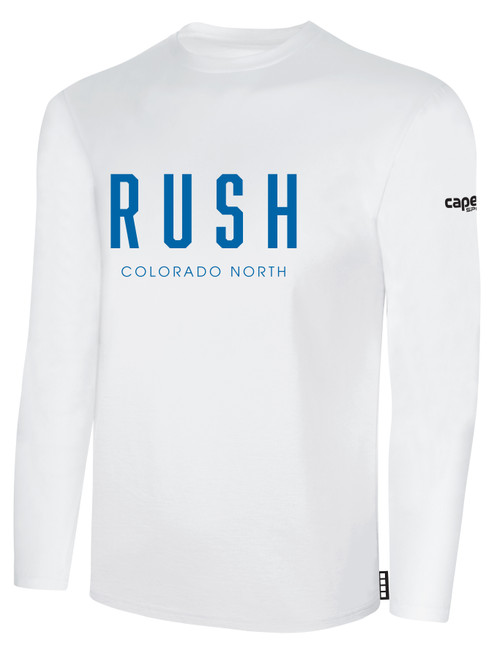 COLORADO RUSH NORTH   LONG SLEEVE COTTON T-SHIRT CREST  ON WEARERS CENTER CHEST WHITE BLACK