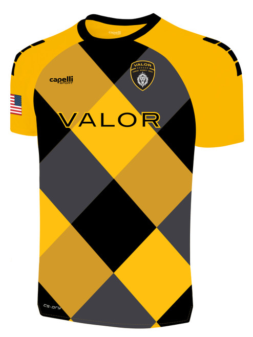 VALOR SOCCER PREMIER AND SELECT INTERLOCK MET MATCH JERSEY ATHLETIC GOLD BLACK -KIT