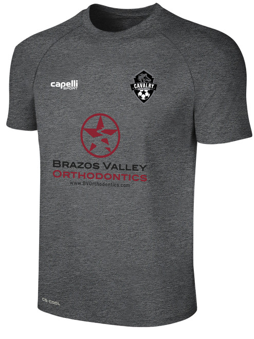CAVALRY YOUTH  SOCCER BASICS II TRAINING JERSEY DARK HEATHER GREY WHITE