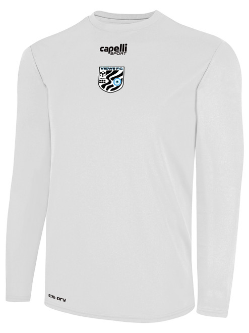 VIEWS FC BASICS CREW NECK LONG SLEEVE POLY TEE WHITE