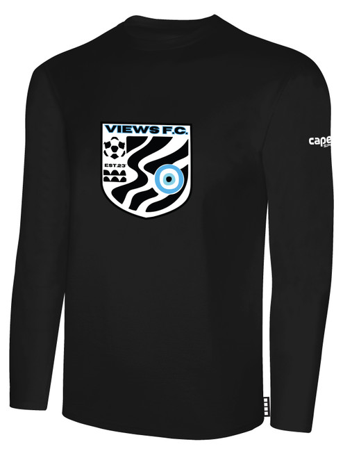 VIEWS FC BASICS CREW NECK LONG SLEEVE POLY TEE BLACK WHITE