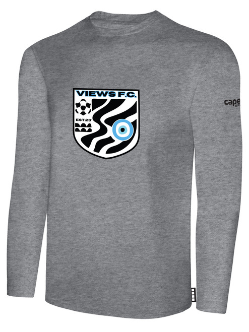 VIEWS FC BASICS CREW NECK LONG SLEEVE POLY TEE LIGHT HEATHER GREY BLACK