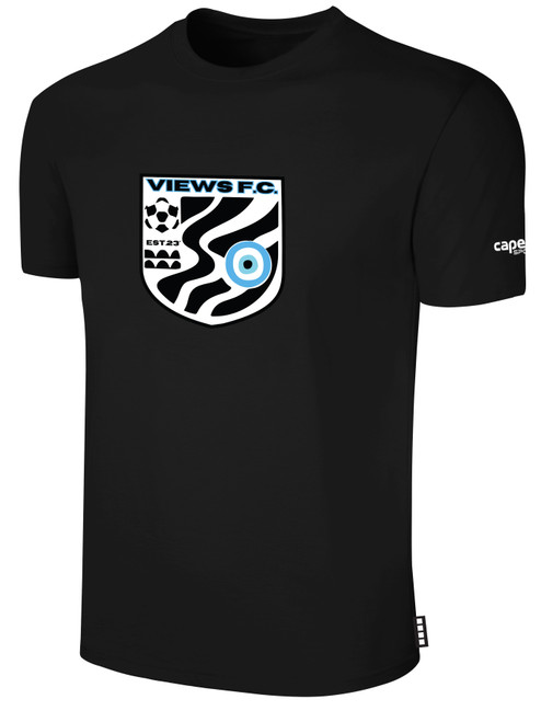 VIEWS FC BASICS CREW NECK POLY TEE BLACK WHITE