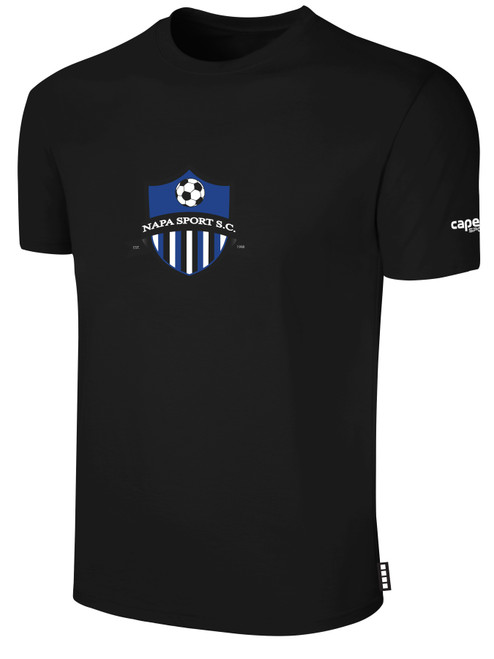 NAPA SPORTS SC BASICS COTTON SHORT SLEEVE T-SHIRT WEARER'S CREST CENTER CHEST BLACK WHITE