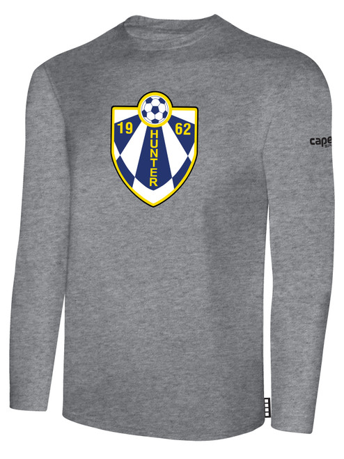 HUNTER SC BASICS LONG SLEEVE COTTON TEE CREST ON WEARER'S LEFT CHEST LIGHT HEATHER GREY BLACK