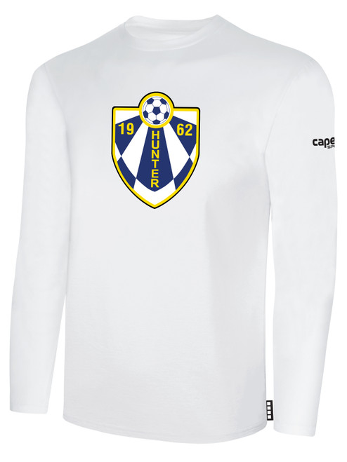 HUNTER SC BASICS LONG SLEEVE COTTON TEE CREST ON WEARER'S LEFT CHEST WHITE BLACK