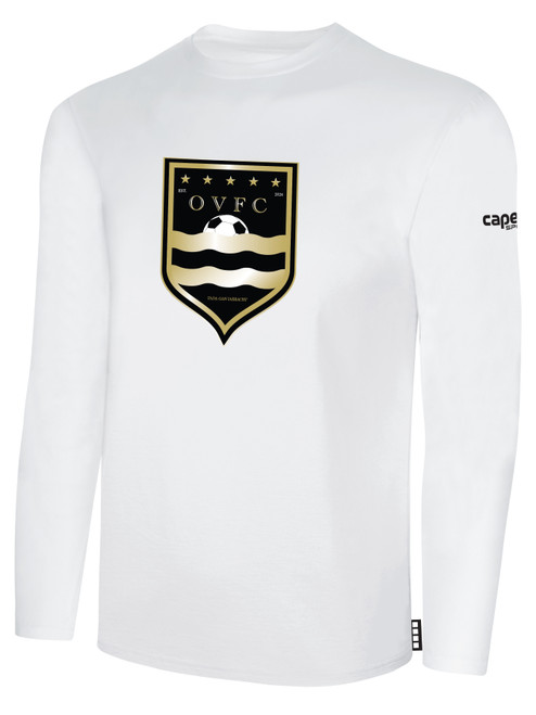 OTTAWA VALLEY BASICS LONG SLEEVE COTTON TEE CREST ON WEARER'S CENTER CHEST WHITE BLACK