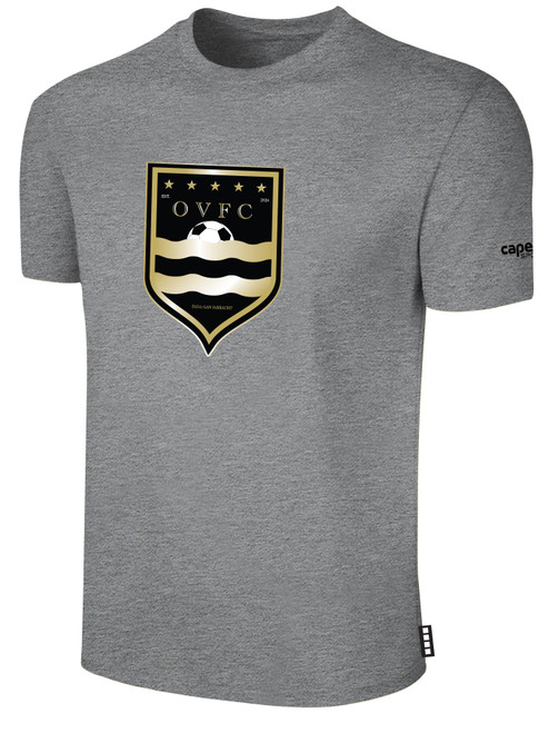 OTTAWA VALLEY BASICS COTTON TEE CREST ON WEARER'S CENTER CHEST LIGHT HEATHER GREY BLACK