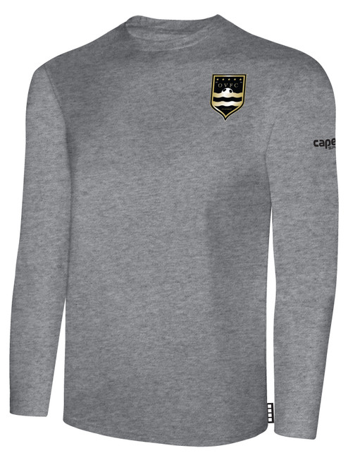 OTTAWA VALLEY BASICS LONG SLEEVE COTTON TEE CREST ON WEARER'S LEFT CHEST LIGHT HEATHER GREY BLACK