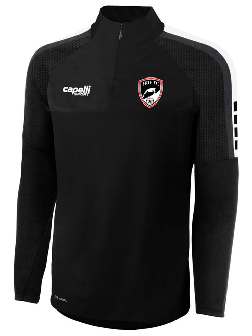 ERIE FC  MADISON 1/4 ZIP TECHNICAL TRAINING TOP BLACK WHITE