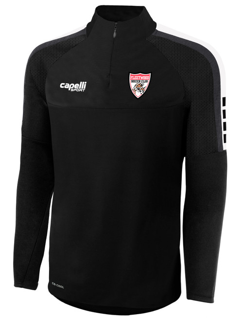 FLEETWOOD SC  MADISON 1/4 ZIP TRAINING TOP BLACK WHITE