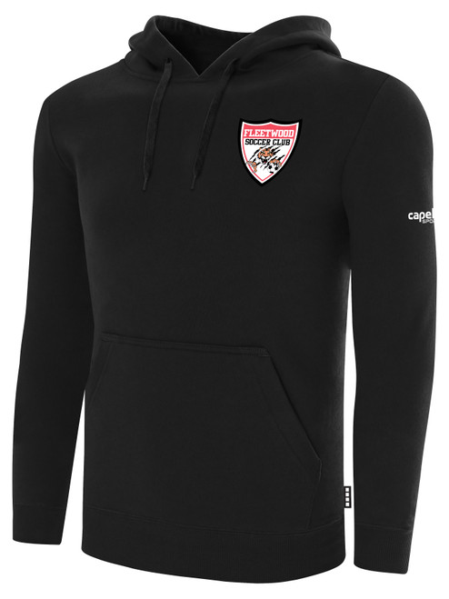 FLEETWOOD SC  BASICS FLEECE PULLOVER HOODIE CREST ON WEARERS UPPER LEFT CHEST BLACK WHITE