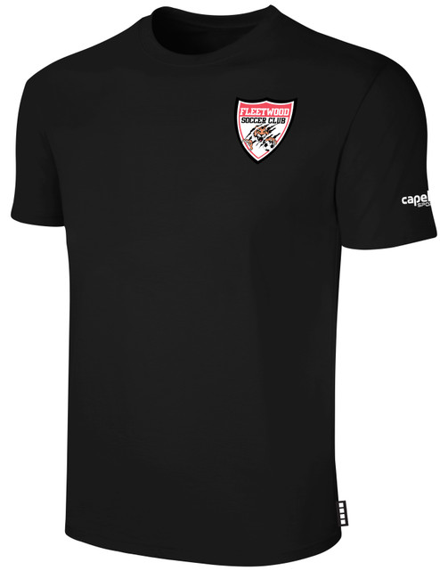 FLEETWOOD SC  BASICS COTTON TEE CREST ON WEARERS UPPER LEFT CHEST BLACK WHITE