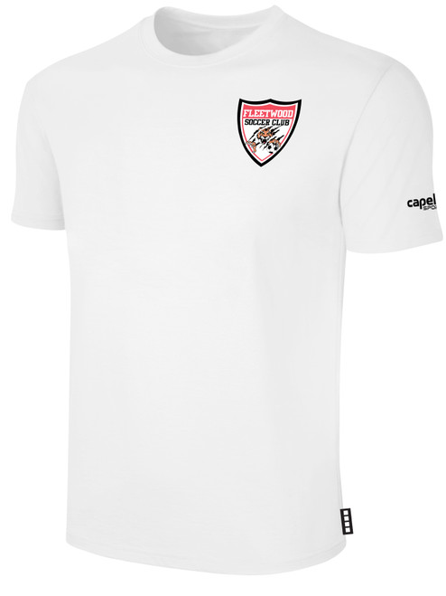 FLEETWOOD SC  BASICS COTTON TEE CREST ON WEARERS UPPER LEFT CHEST WHITE BLACK