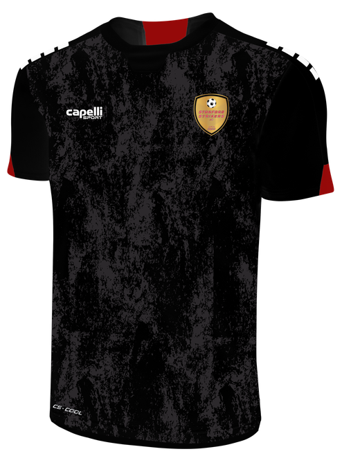 STANFORD STRIKERS  FC PENN ACID WASH JERSEY BLACK RED WHITE -KIT