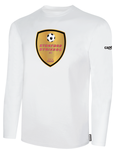 STANFORD STRIKERS FC BASICS LONG SLEEVE COTTON T-SHIRT WEARER'S CENTER FRONT WHITE BLACK