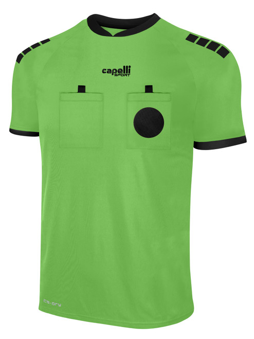 REFEREE  BASICS REFEREE SHORT SLEEVE JERSEY REF GREEN BLACK - ONTARIO
